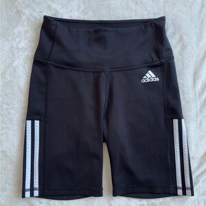 adidas Black Bike Shorts with White Stripe Accents